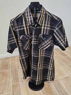 Dixxon "The XXXpresso" Short Sleeve Button Down Shirt, Men's Small